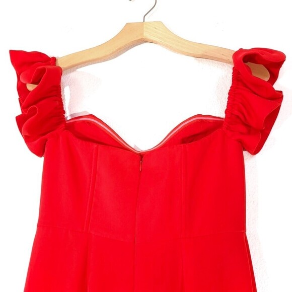 Lovers and Friends Lolita Ruffled Off Shoulder Gown Maxi Dress Fiery Red Small - Picture 9 of 13
